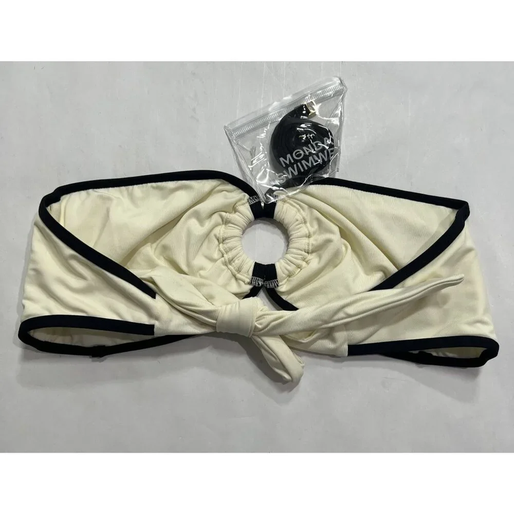 MONDAY Swimwear Costa Rica Bikini Top in Ivory Black